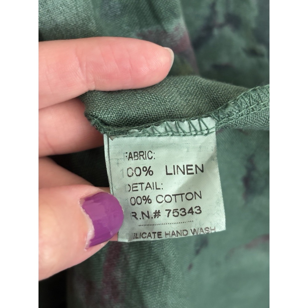 NWT Bellambra Dress XL Watercolor Green 100% Linen Made in Italy Coastal Cottage - Picture 4 of 7